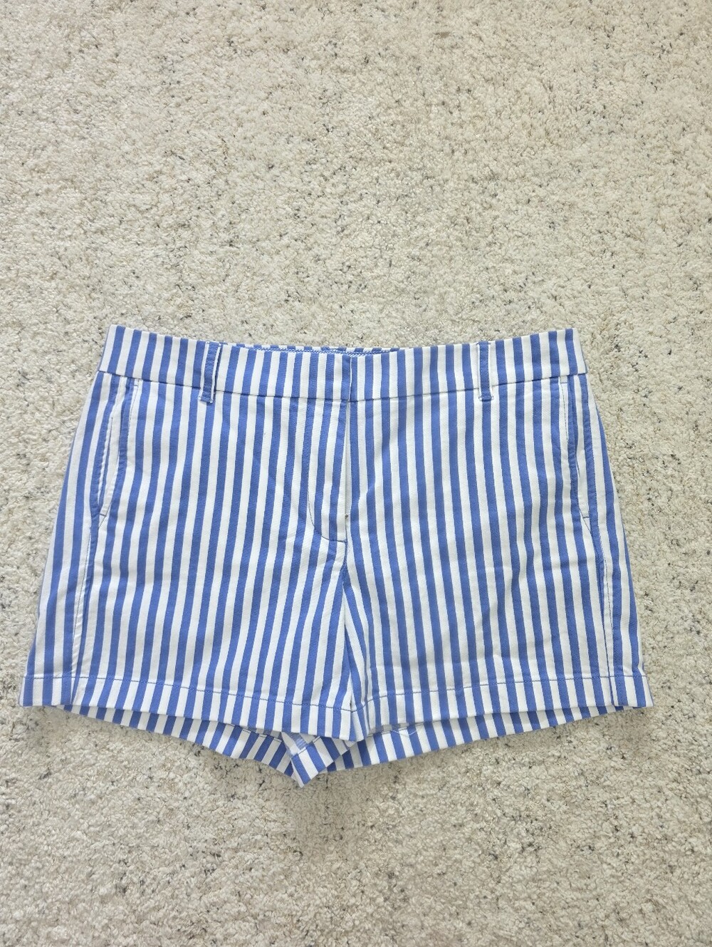 J. Crew Size 12 Blue and White Vertical Stripe Bermuda Shorts